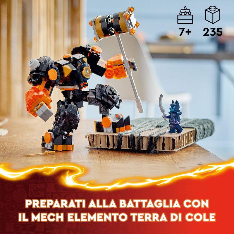 LEGO-NINJAGO-71806-Mech-Elemento-di-Terra-di-Cole-Giochi-per-Bambini-da-7--Action-Figure-Personalizzabile-con-2-Minifigure