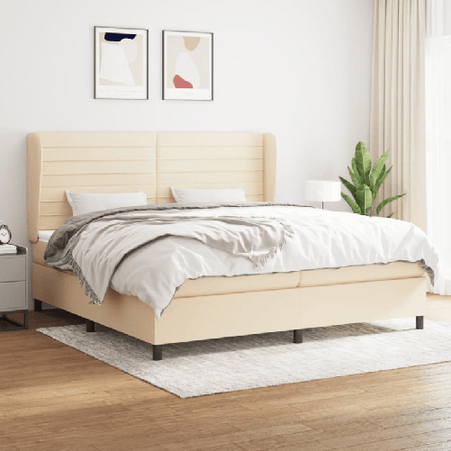 VidaXL Giroletto a Molle con Materasso Crema 200x200 cm in Tessuto