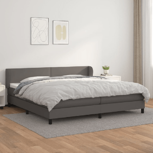 VidaXL Giroletto a Molle con Materasso Grgio 200x200 cm in Similpelle
