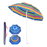 TrAdE Shop Traesio  Ombrellone Da Spiaggia Mare Multicolore 180 Cm Palo Con Snodo Custodia Trasporto 615155 -
