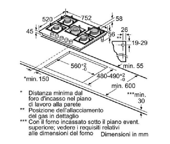 Bosch-PPQ7A6B10-Piano-Cottura-da-Incasso-a-Gas-5-Fuochi-Serie-6-Colore-Nero