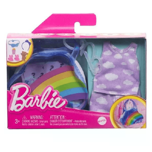 Mattel Barbie Abbigliamento e Accessori Portachiavi Deluxe Arcobaleno Borsa Con Pigiama ASS.HJT41/HJT42