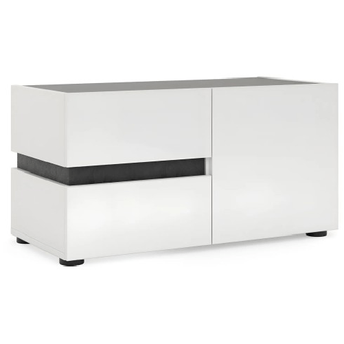 Stilio Panca Scarpiera Bianca 80x38x38 cm 1 Anta 2 Cassetti Soft-Close