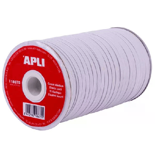 Apli  Bobina Apli di cordino elastico piatto 5 mm x 100 m - Facile da tagliare e annodare