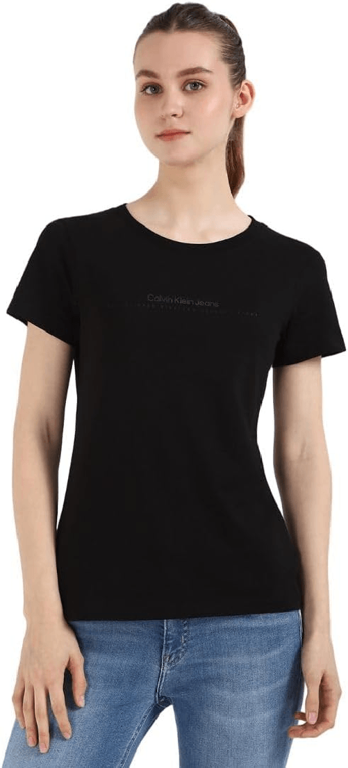 CALVIN KLEIN JEANS T SHIRT MAGLIA DONNA CALVIN KLEIN JEANS J20J224990 COTONE NERO ORIGINALE PE 2025