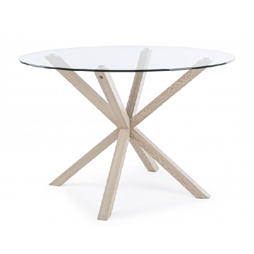 Konte.Design-Tavolo-May-rotondo-in-vetro-e-acciaio-con-gambe-effetto-legno-d114-cm