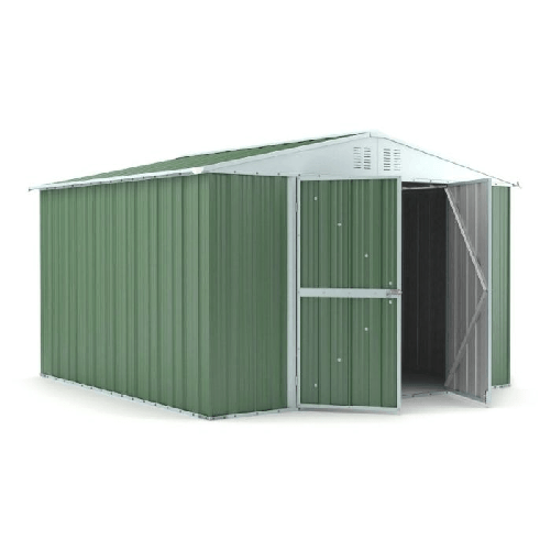 Box-lamiera-giardino-327x307cm-x-h2.15m---145KG---1004mq-casetta-attrezzi-in-Acciaio-Zincato---VERDE