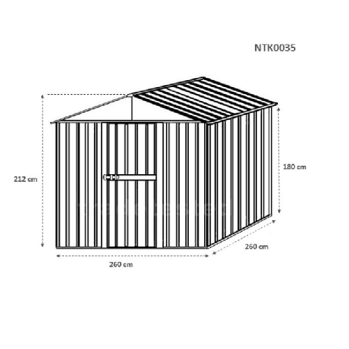 Box-lamiera-giardino-276x260cm-x-h2.12m---110KG---72mq-casetta-attrezzi-in-Acciaio-Zincato---LEGNO