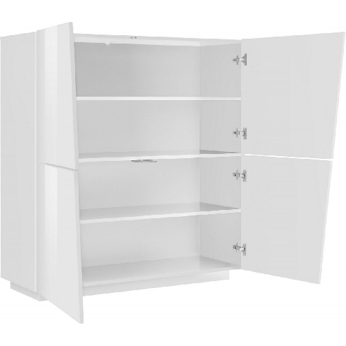 Credenza-da-Ingresso-Madia-120-cm-Laccato-Bianco-Mobile-con-4-Ante