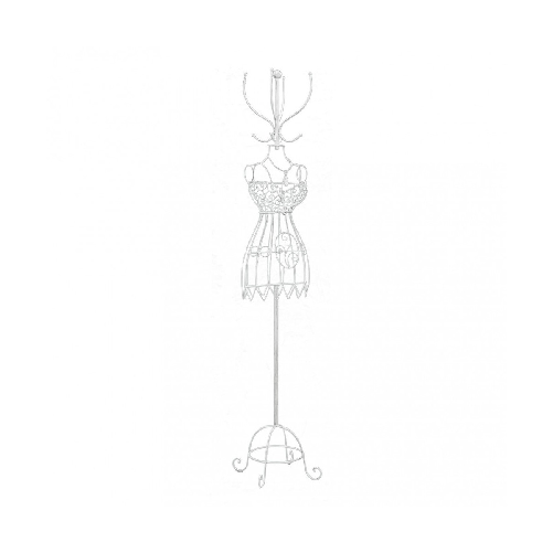 Manichino-Appendiabiti-a-Piantana-da-Terra-Bianco-Vintage-Antico-in-Metallo