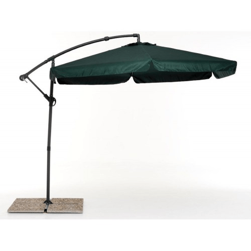 Ombrellone-Rotondo-3mt-Verde-Braccio-Laterale-Retrattile-Palo-Decentrato-Esterno