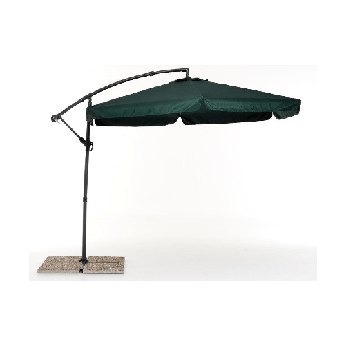 Ombrellone-Rotondo-3mt-Verde-Braccio-Laterale-Retrattile-Palo-Decentrato-Esterno