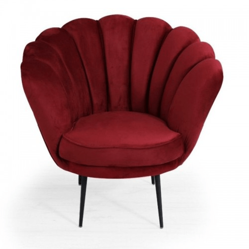 Poltroncina-Poltrona-a-Conchiglia-in-Velluto-Rosso-da-Ufficio-Sala-Sedia-Moderna