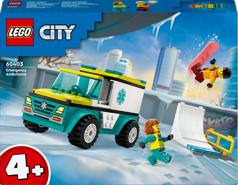 LEGO-City-60403-Ambulanza-di-Emergenza-e-Snowboarder-Veicolo-Giocattolo-per-il-Pronto-Soccorso-Giochi-per-Bambini-4--Anni