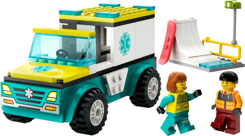 LEGO-City-60403-Ambulanza-di-Emergenza-e-Snowboarder-Veicolo-Giocattolo-per-il-Pronto-Soccorso-Giochi-per-Bambini-4--Anni