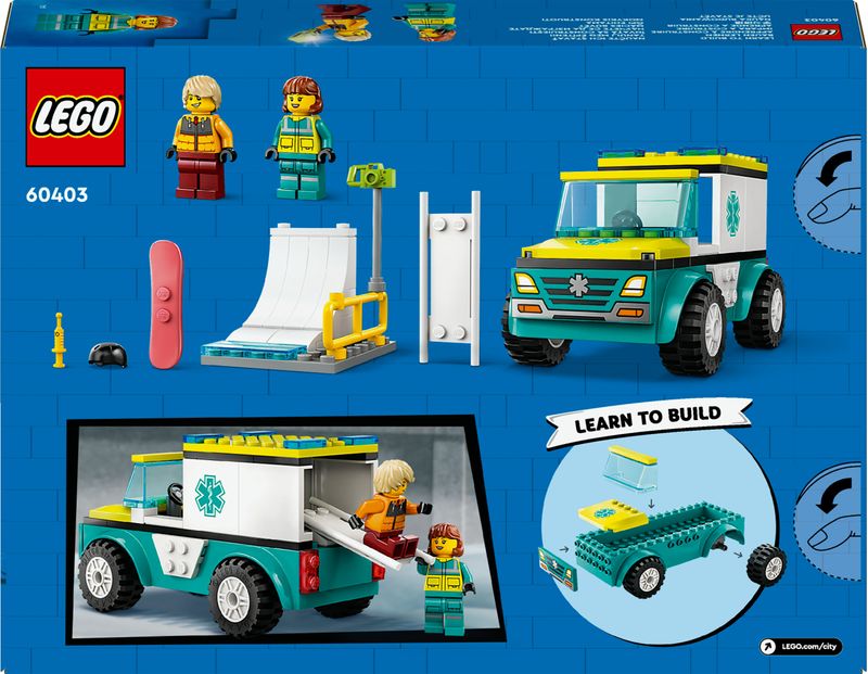 LEGO-City-60403-Ambulanza-di-Emergenza-e-Snowboarder-Veicolo-Giocattolo-per-il-Pronto-Soccorso-Giochi-per-Bambini-4--Anni