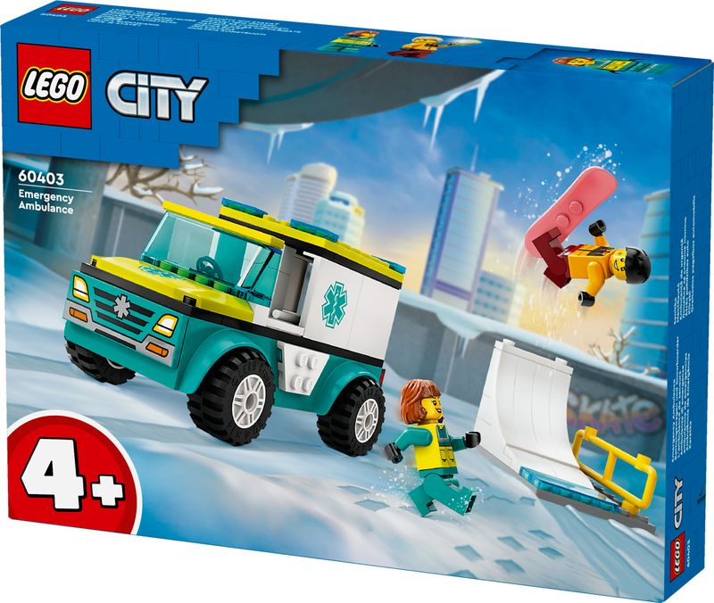 LEGO-City-60403-Ambulanza-di-Emergenza-e-Snowboarder-Veicolo-Giocattolo-per-il-Pronto-Soccorso-Giochi-per-Bambini-4--Anni