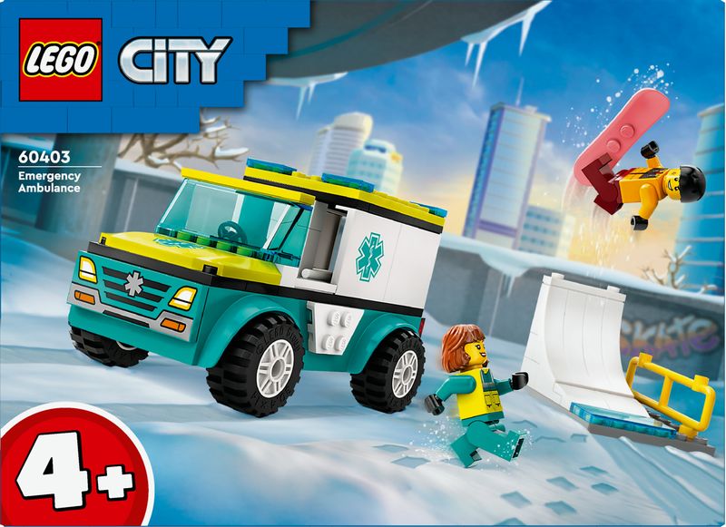 LEGO-City-60403-Ambulanza-di-Emergenza-e-Snowboarder-Veicolo-Giocattolo-per-il-Pronto-Soccorso-Giochi-per-Bambini-4--Anni