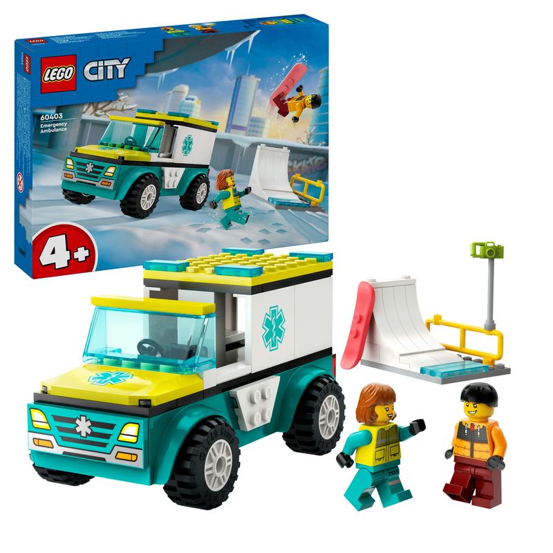 LEGO-City-60403-Ambulanza-di-Emergenza-e-Snowboarder-Veicolo-Giocattolo-per-il-Pronto-Soccorso-Giochi-per-Bambini-4--Anni