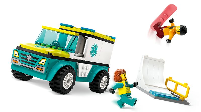 LEGO-City-60403-Ambulanza-di-Emergenza-e-Snowboarder-Veicolo-Giocattolo-per-il-Pronto-Soccorso-Giochi-per-Bambini-4--Anni