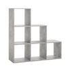 Libreria-a-Cubi-a-Scala-Cemento-Moderna-Mensole-Legno-Divisorio-Scaffali-Ufficio