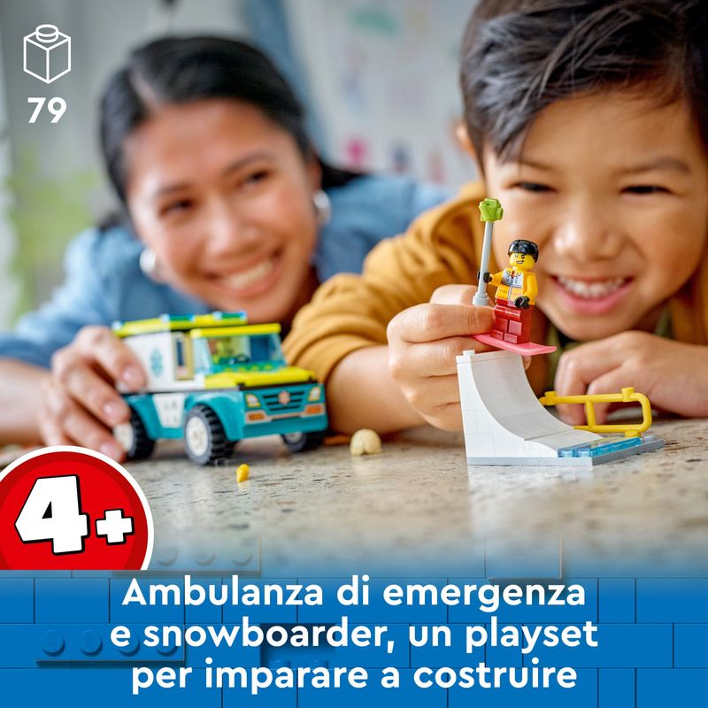 LEGO-City-60403-Ambulanza-di-Emergenza-e-Snowboarder-Veicolo-Giocattolo-per-il-Pronto-Soccorso-Giochi-per-Bambini-4--Anni