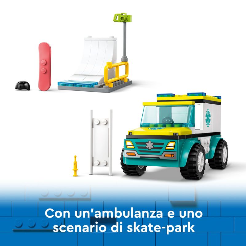 LEGO-City-60403-Ambulanza-di-Emergenza-e-Snowboarder-Veicolo-Giocattolo-per-il-Pronto-Soccorso-Giochi-per-Bambini-4--Anni