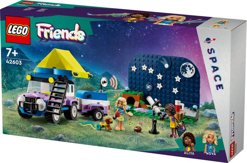 LEGO-Friends-42603-Camping-Van-Sotto-le-Stelle-Giochi-per-Bambini-7--con-Telescopio-Giocattolo-Auto-Mini-Bamboline-e-Cane