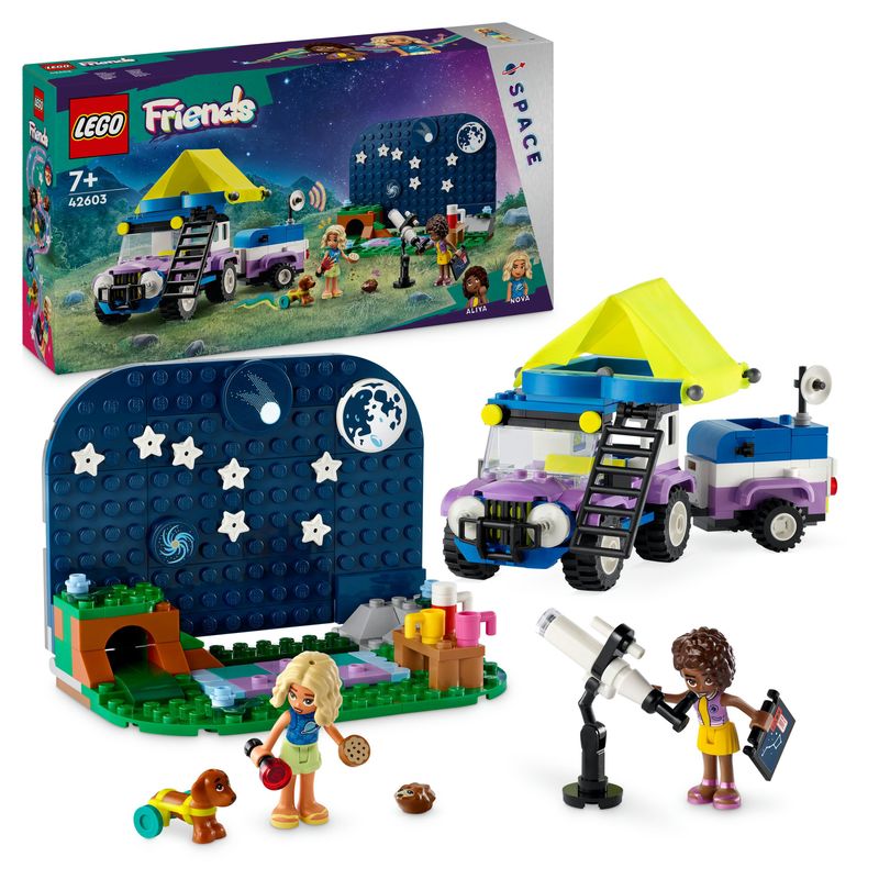 LEGO-Friends-42603-Camping-Van-Sotto-le-Stelle-Giochi-per-Bambini-7--con-Telescopio-Giocattolo-Auto-Mini-Bamboline-e-Cane