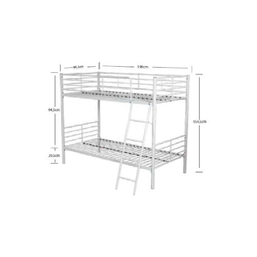 Struttura-Letto-a-Castello-199x97x160-cm-in-Metallo-Bianco