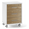 Cassettiera-da-Scrivania-Ruote-Bianco-Noce-3-Cassetti-con-Chiave-Ufficio