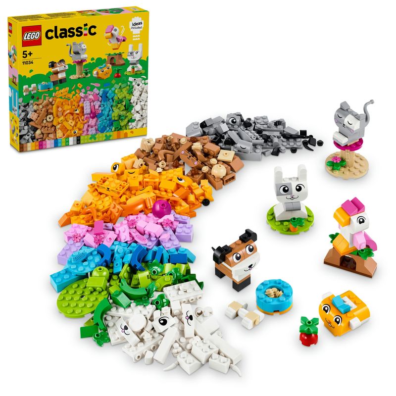 LEGO-Classic-11034-Animali-Domestici-Creativi-Giocattolo-per-Bambini-di-5--Anni-per-Costruire-Cane-Gatto-e-Altri-Animali