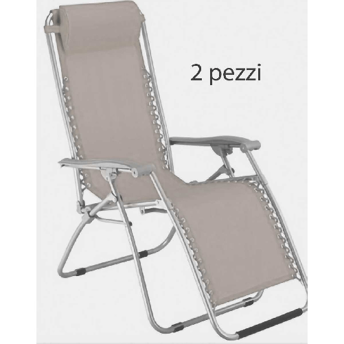 2-Sdraio-Reclinabile-Giardino-Ecru-Esterno-Poltrona-con-Poggiapiedi-Cuscino