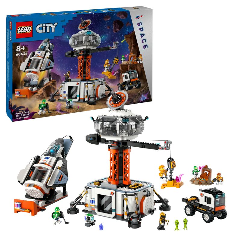 LEGO-City-60434-Base-Spaziale-e-Piattaforma-di-Lancio-Gioco-per-Bambini-8--con-Gru-Giocattolo-Astronave-Rover-e-6-Minifigure