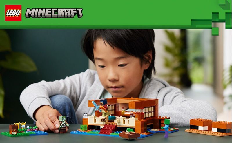 LEGO-Minecraft-21256-La-Casa-Rana-Giocattolo-da-Costruire-per-Bambini-di-8--Anni-con-Personaggi-Mob-e-Animali-del-Videogioco