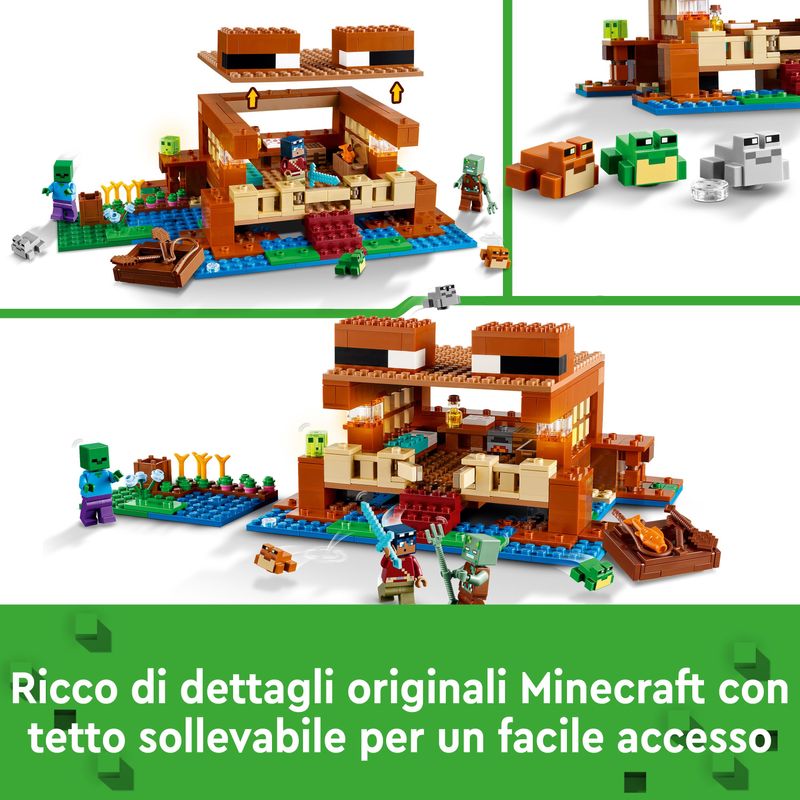 LEGO-Minecraft-21256-La-Casa-Rana-Giocattolo-da-Costruire-per-Bambini-di-8--Anni-con-Personaggi-Mob-e-Animali-del-Videogioco