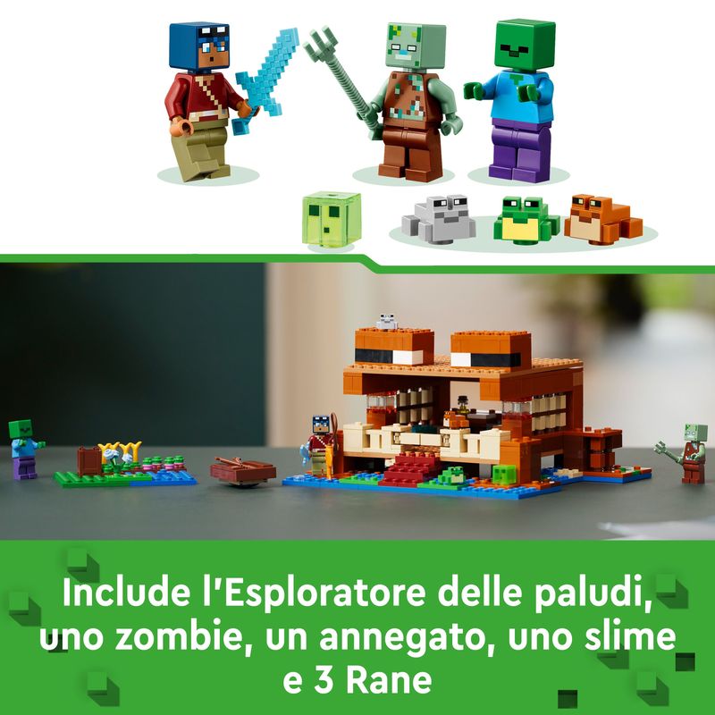 LEGO-Minecraft-21256-La-Casa-Rana-Giocattolo-da-Costruire-per-Bambini-di-8--Anni-con-Personaggi-Mob-e-Animali-del-Videogioco