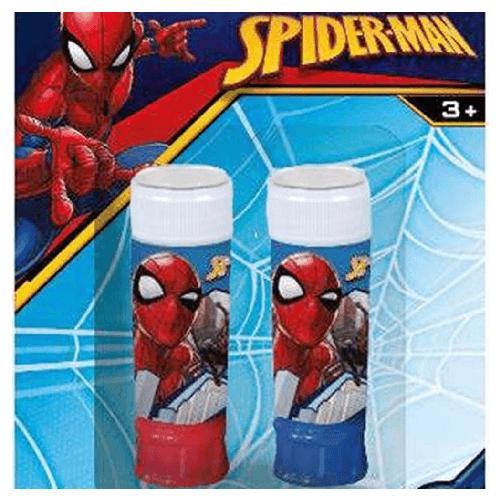 TrAdE Shop Traesio  Set Da 2pz Flacone Bolle Di Sapone Stampa Spiderman 60ml Blister Per Gioco Bambini 208336 -