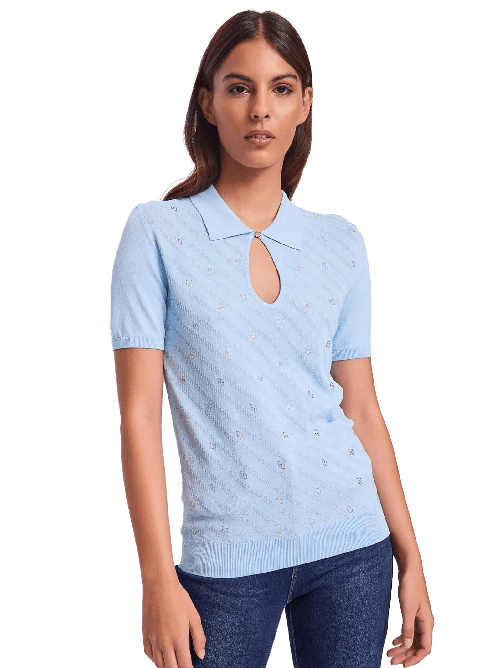 GAUDI&apos; POLO T SHIRT MAGLIA MAGLIE DONNA GAUDI 511BD53006 FILO AZZURRO ORIGINALE PE 2025
