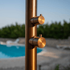 Sined-Quartu-Doccia-Per-Esterni-In-Acciaio-316l-Con-Soffione-e-Lavapiedi-h-2289-Cm-Inox-Oro-Rosa-Con-Soffione-Deviatore-e-Lavapiedi