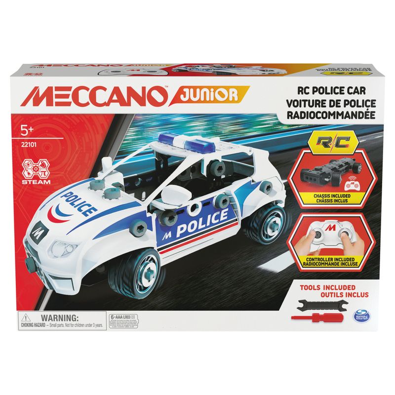 Meccano-JUNIOR-Radiocomando-della-Polizia-Costruzioni-per-bambini-73-pezzi-in-plastica-Giocattoli-per-bambini-dai-5-anni-in-su