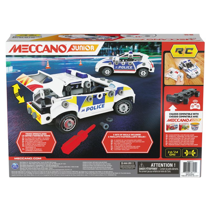 Meccano-JUNIOR-Radiocomando-della-Polizia-Costruzioni-per-bambini-73-pezzi-in-plastica-Giocattoli-per-bambini-dai-5-anni-in-su