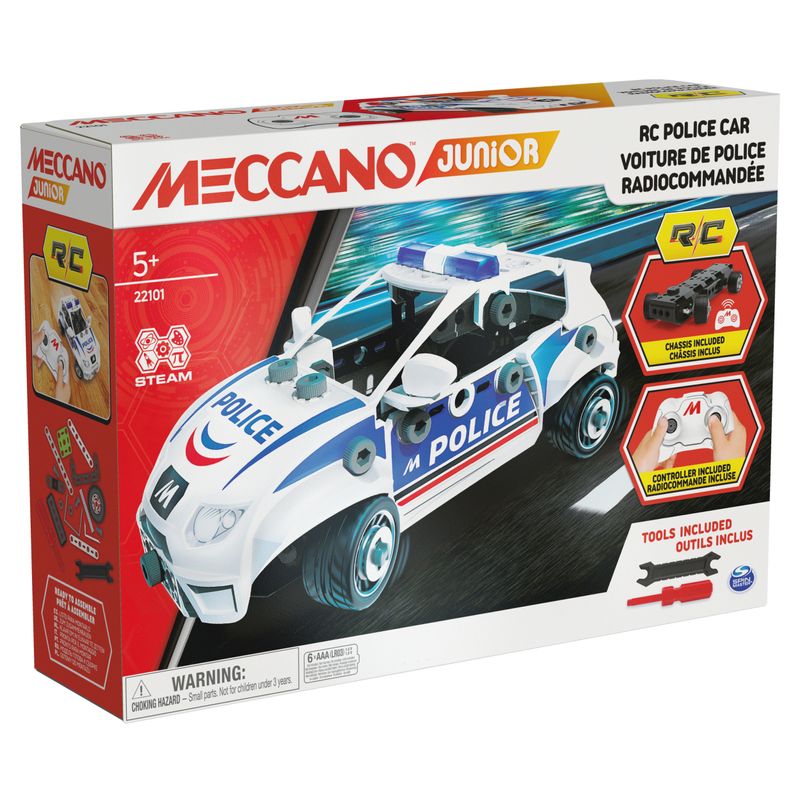 Meccano-JUNIOR-Radiocomando-della-Polizia-Costruzioni-per-bambini-73-pezzi-in-plastica-Giocattoli-per-bambini-dai-5-anni-in-su