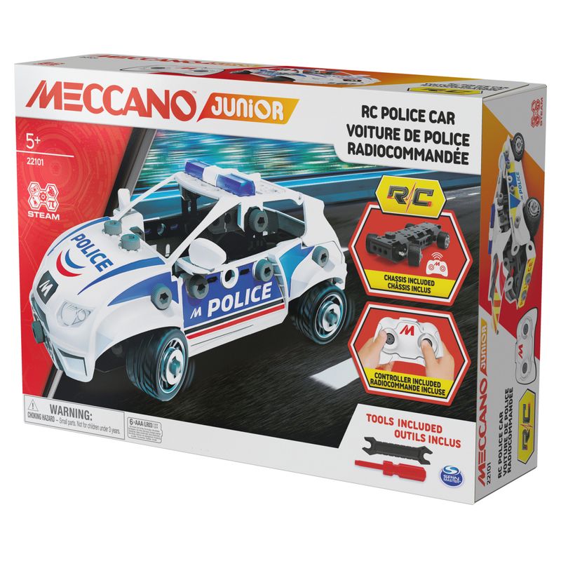 Meccano-JUNIOR-Radiocomando-della-Polizia-Costruzioni-per-bambini-73-pezzi-in-plastica-Giocattoli-per-bambini-dai-5-anni-in-su