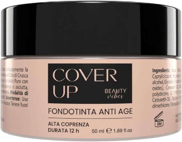 CoverUp MakeUp Fondotinta ad Effetto AntiAge Water Resistant | Arricchito con Acido Ialuronico Emollienti Naturali | 50ml