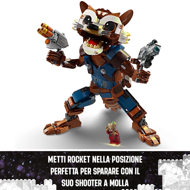 LEGO-Marvel-76282-Rocket-e-Baby-Groot-Giochi-per-Bambini-di-10--Anni-con-Action-Figure-Snodabile-e-Minifigure-del-Supereroe