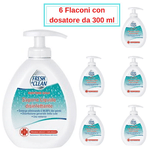 Fresh&amp;clean sapone liquido disinfettante 6 flaconi da 300 ml con dosatore