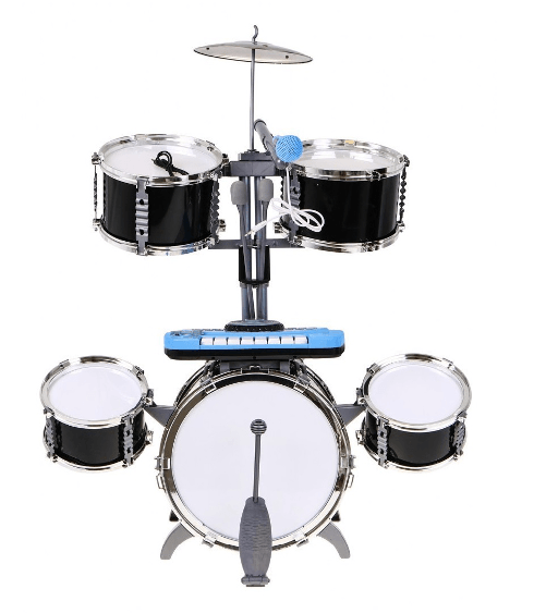 Batteria-Musicale-per-Bambini-con-Sgabello-Tastiera-Elettronica-DJ-Multifunzione-Microfono-con-Asta-Batteria-Bambini-con-Strumenti-Musicali-Effetti-Sonori-Luci-Microfono-Collegamento-MP3-Smartphone