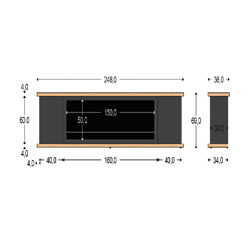 Sined-Mobile-Arosio-150-Antracite-Mobile-In-Legno-Grigio-Scuro-Raffinato-Ed-Elegante-Mobile-Con-Finiture-Struttura-e-Ante-In-Grafite-Ral-7022-Piano-e-Base-In-Tacande-Fatto-a-Mano-Per-Gli-Interni