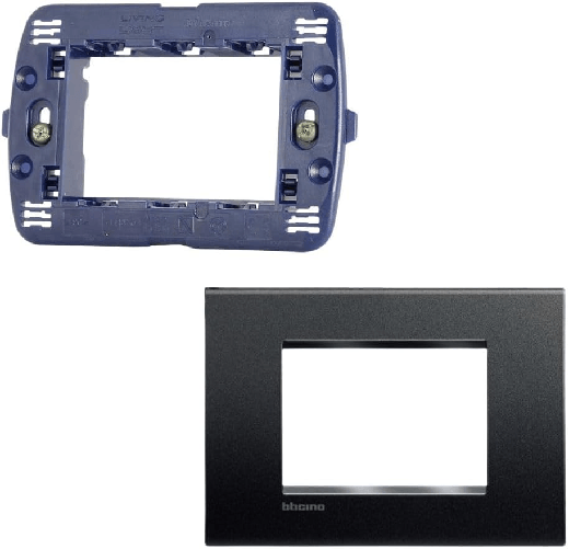 Bticino placca living light tecnopolimero antracite con supporto 3 posti